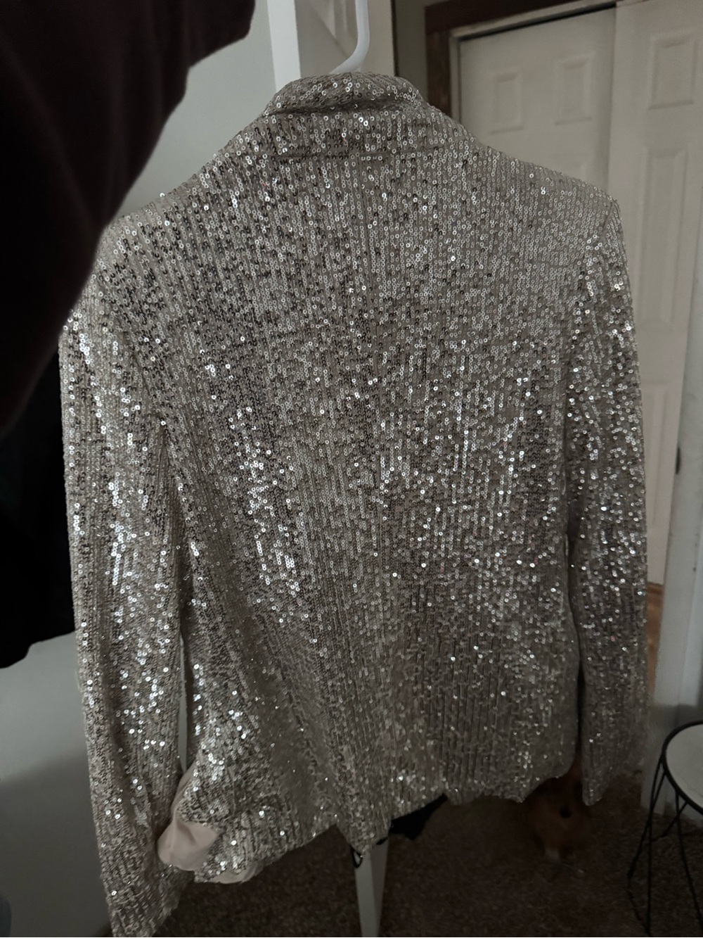 Style Rack Silver Sequin Draped Open-Front Jacket - Picture 3 of 3